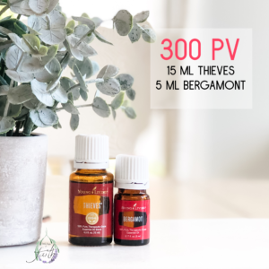 with 300 pv order you will receive 15ml thieves and 5 ml bergamot