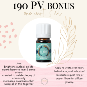 February Free Oils with purchase 5ml bottle of One Heart